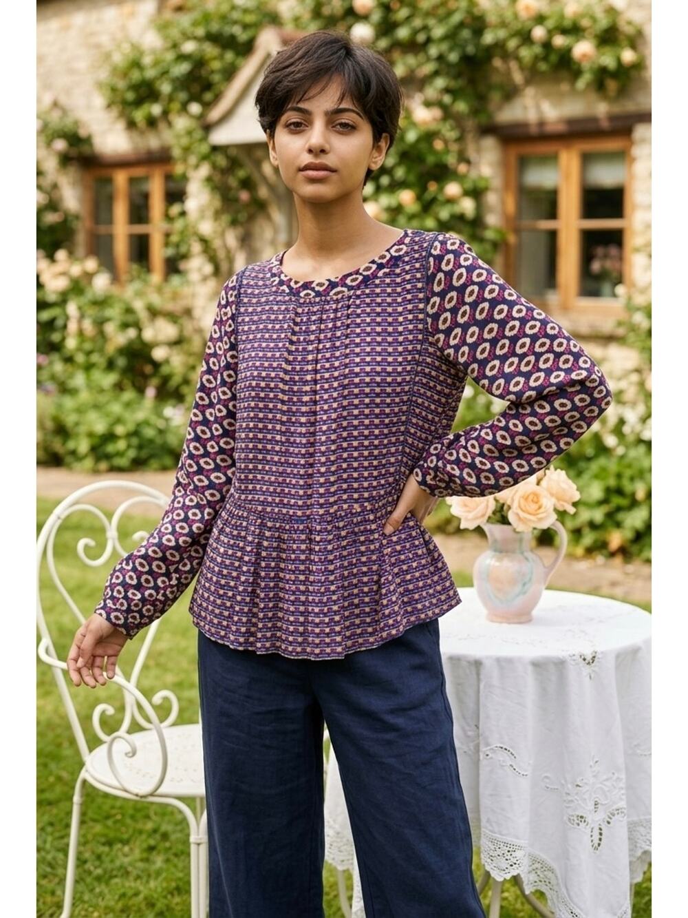 Anthropologie Peplum Blouse S Romantic Boho Art Teacher Countryside Indie